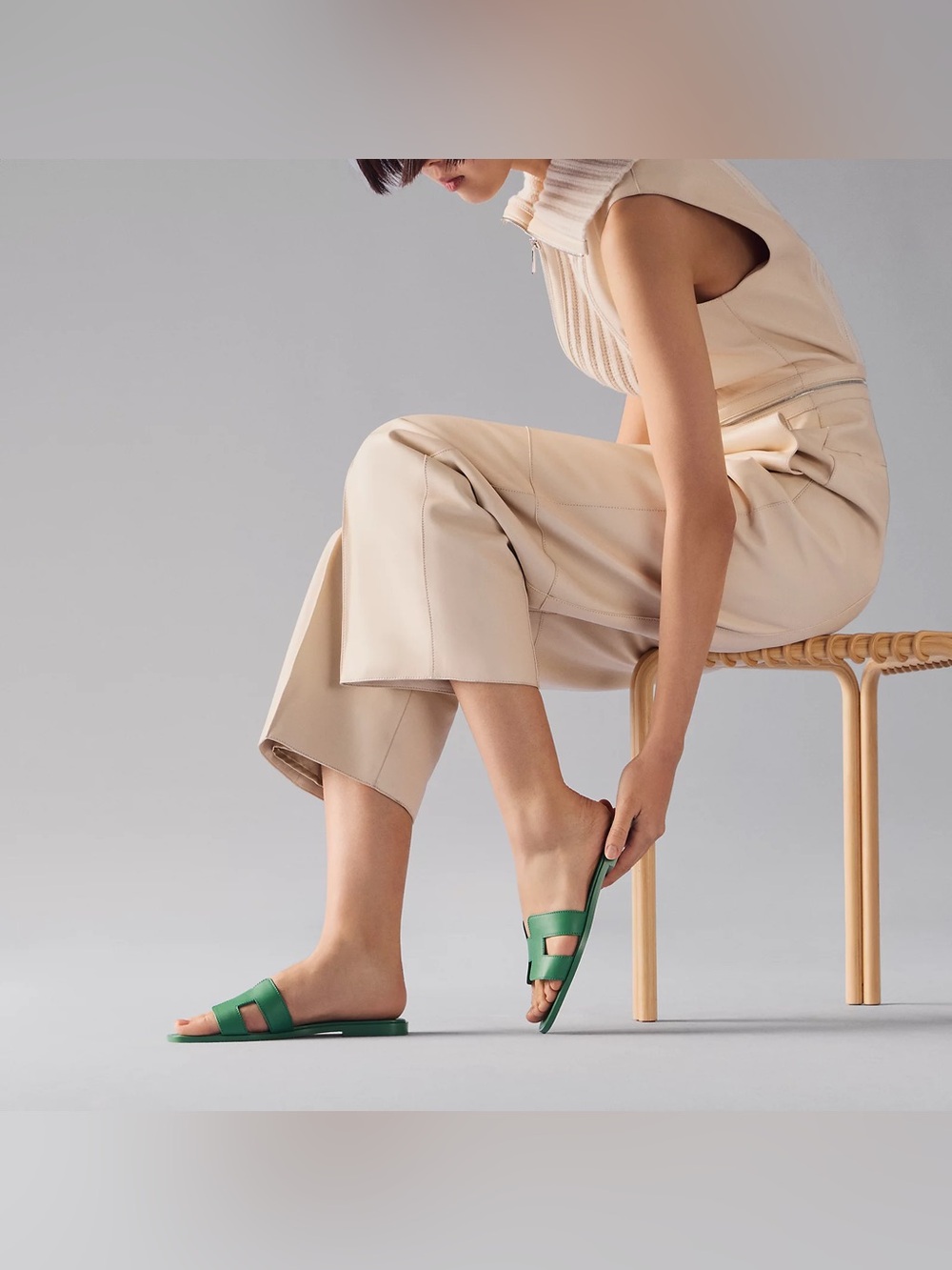 Hermes Oran Sandal Vert Jungle Size 39.5 - Picture 5 of 11